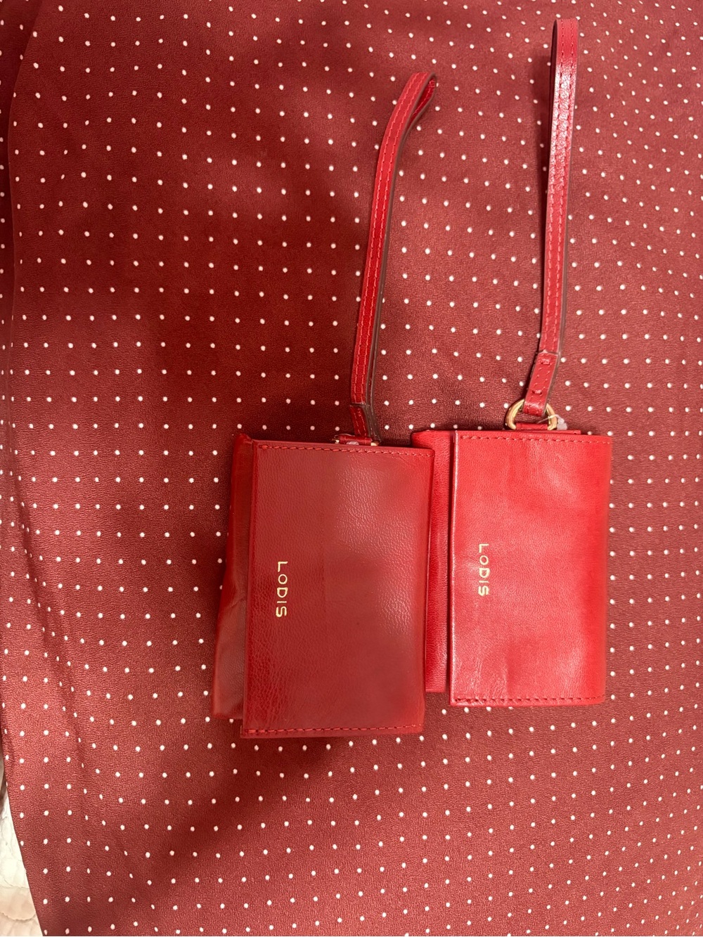 Lodis Red Leather Wristlet Wallet Duo